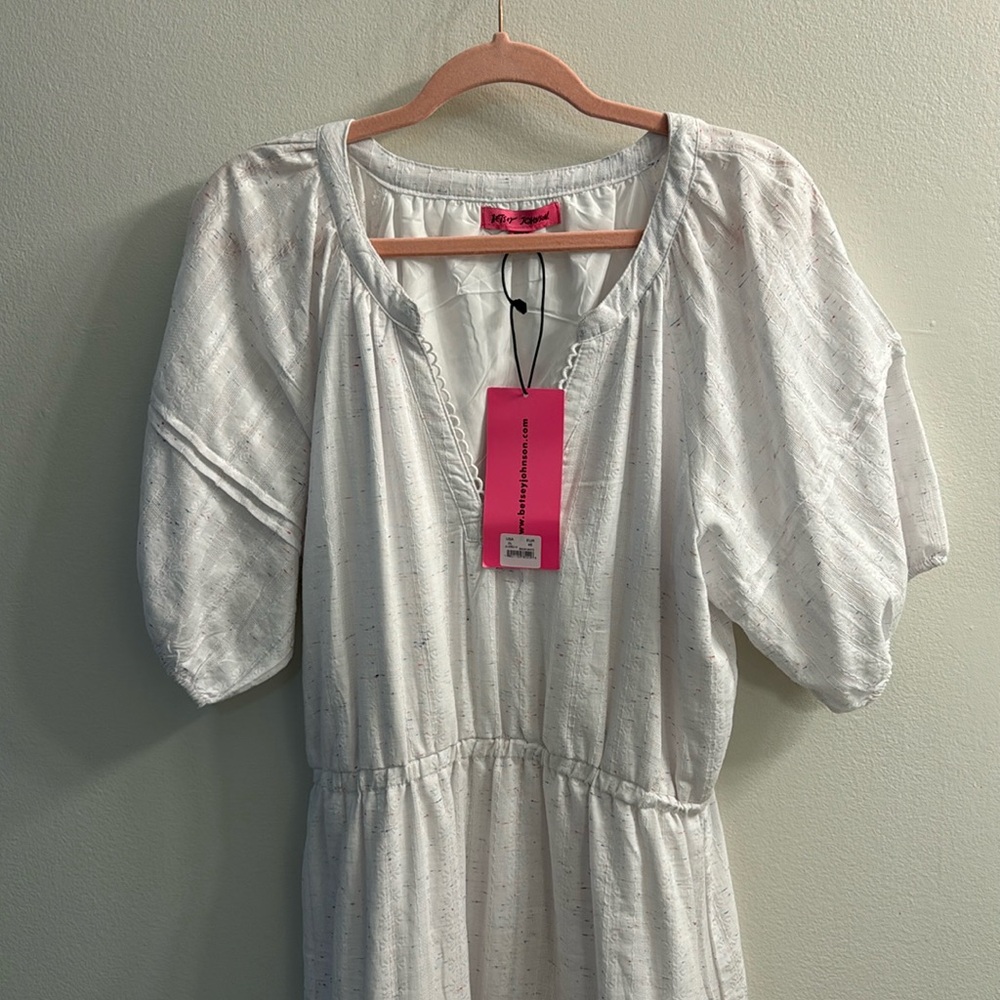 NWT BETSEY JOHNSON Midi Dress Tiered Ruffle Puffed Short Sleeve Cottagecore XL